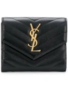 Saint Laurent Monogramme Quilted Textured-leather Wallet In Black