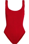 Hunza G Classic Seersucker One Piece Swimsuit In Red