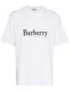 BURBERRY BURBERRY LOGO EMBROIDERY CREW NECK COTTON T-SHIRT - WHITE