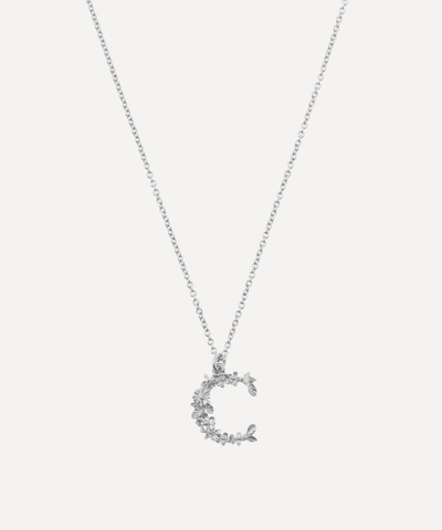 Alex Monroe Silver Floral Letter C Alphabet Necklace