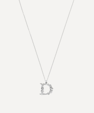 Alex Monroe Silver Floral Letter D Alphabet Necklace