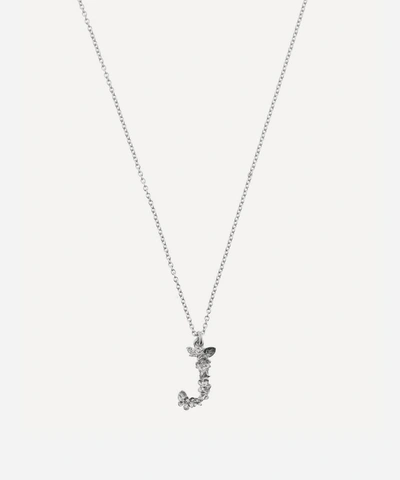 Alex Monroe Silver Floral Letter J Alphabet Necklace