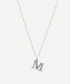 ALEX MONROE SILVER FLORAL LETTER M ALPHABET NECKLACE,000603862