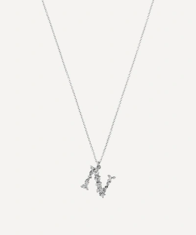 Alex Monroe Silver Floral Letter N Alphabet Necklace