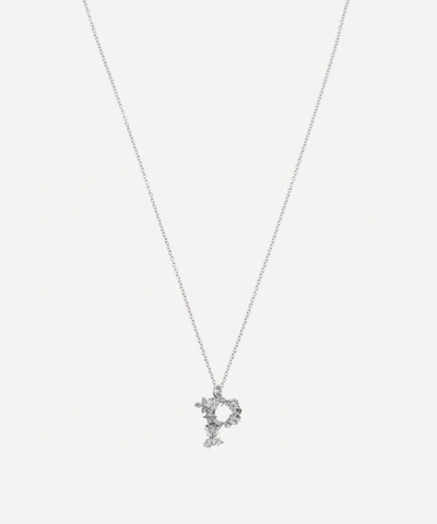 Alex Monroe Silver Floral Letter P Alphabet Necklace