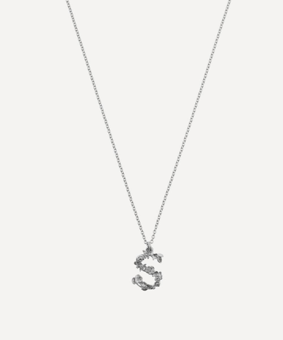 Alex Monroe Silver Floral Letter S Alphabet Necklace