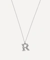 ALEX MONROE SILVER FLORAL LETTER R ALPHABET NECKLACE,000603867