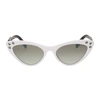 Miu Miu Logomania 55mm Cat Eye Sunglasses - White Gradient Mirror In Grey-black