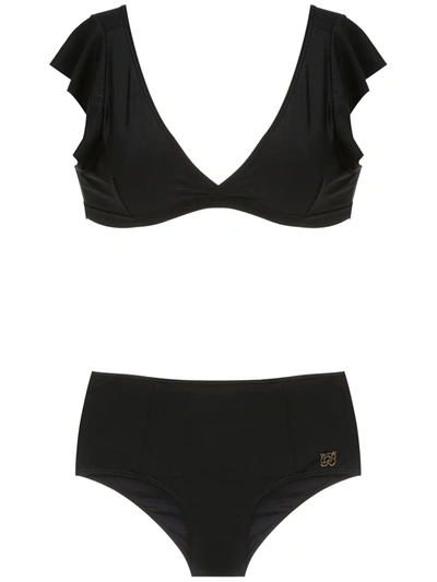 Brigitte Ruffled Bikini Set In Black