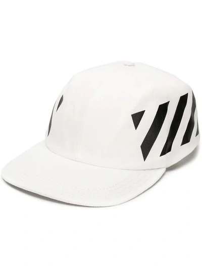 Off-white Diagonal Stripe Print Baseball Cap In White