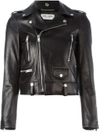 Saint Laurent Printed Leather Biker Jacket In Black