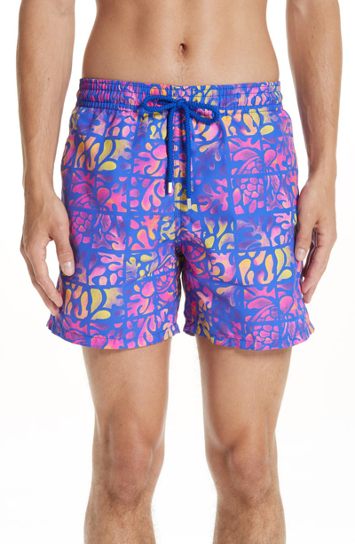 Vilebrequin Moorea Mid-length Printed Swim Shorts In Blue