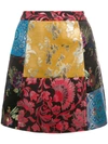 ALICE AND OLIVIA RILEY PATCHWORK MINI SKIRT