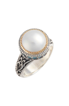 KONSTANTINO THALIA PEARL RING WITH BLUE SPINEL,DKJ847-476 S8