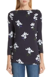 ST JOHN SMALL SCALE PAINTED FLORAL PRINT TOP,K51U091