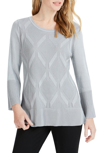 Foxcroft Dion Diamond Pattern Sweater In Sterling
