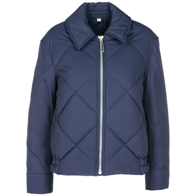 Burberry Diamond Quilted Jacket In Blue