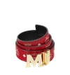 Mcm Men's Claus Antique M Reversible Belt In White Logo Visetos In Red | White Logo Viva Red