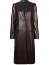 THEORY THEORY VARNISHED LEATHER COAT - BROWN