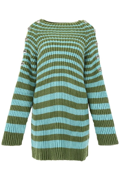 Alberta Ferretti Ribbed Striped Sweater In Fantasia Verde