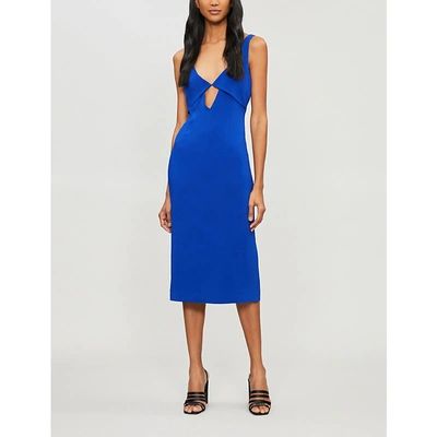 Dion Lee Tessellate Cutout Crepe Slip Dress In Electric Blue