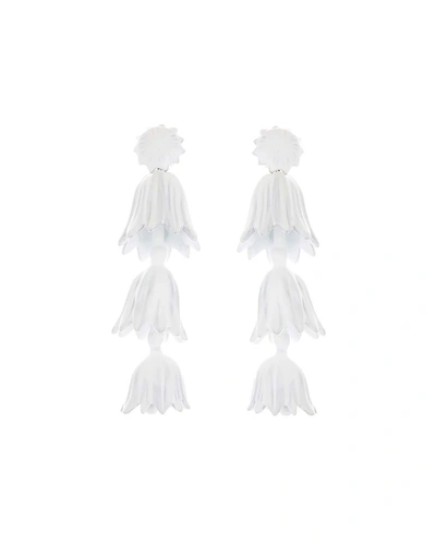 Oscar De La Renta Tiered Flower Drop Earrings In White