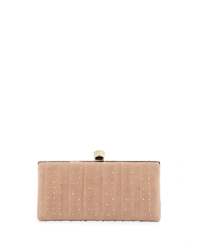 Jimmy Choo Celeste's Framed Glitter Tulle Clutch Bag In Ballet Pink/gold