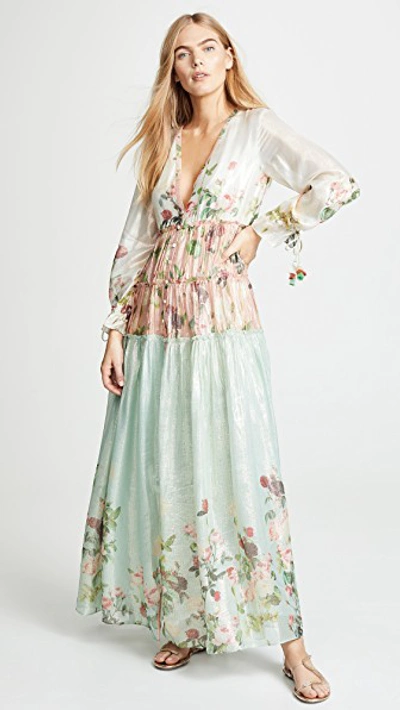 Rococo Sand Ruched Long Dress In Multi