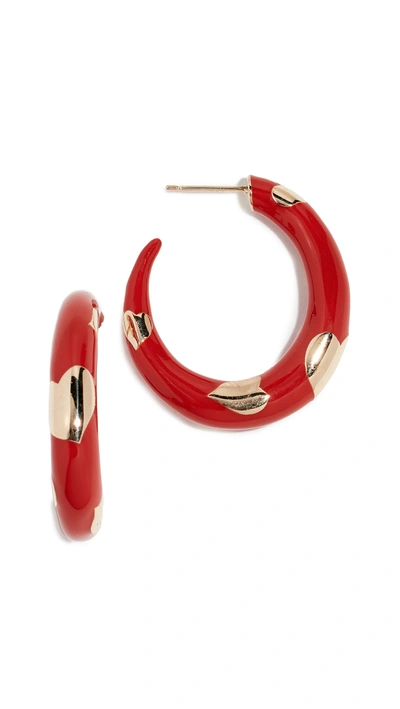 Alison Lou Petite Amour Heart Red Hoops