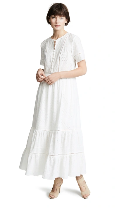 Jonathan Simkhai Embroidered Button Down Tee Dress In White