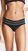 Tory Burch Costa Hipster Smocked Bikini Bottom In Black New Ivory