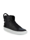 BUSCEMI UNISEX PEBBLED LEATHER HIGH-TOP SNEAKERS,0400098381150