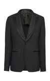 ALEXANDER MCQUEEN DOUBLE-BREASTED WOOL AND SILK-BLEND CREPE BLAZER,672285