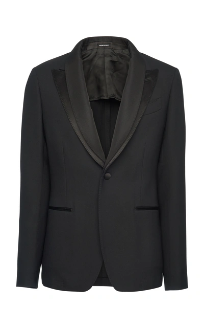 Alexander Mcqueen Double-breasted Wool And Silk-blend Crepe Blazer In Black