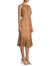 RACHEL ZOE Posie Leopard Ruffled Flounce Silk Sheath Dress