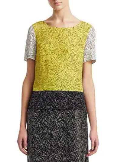 Akris Punto Silk Memphis Pattern Short-sleeve Blouse In Yellow Black