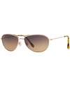 Maui Jim Baby Beach Polarized Brow Bar Aviator Sunglasses, 56mm In Gold/bronze