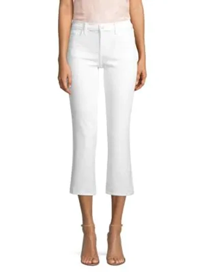 J Brand Selena Mid-rise Crop Bootcut Faux-pearl Jeans In Ionized