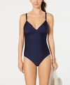 CALVIN KLEIN TWIST-FRONT TUMMY-CONTROL ONE-PIECE SWIMSUIT, CREATED FOR MACY'S