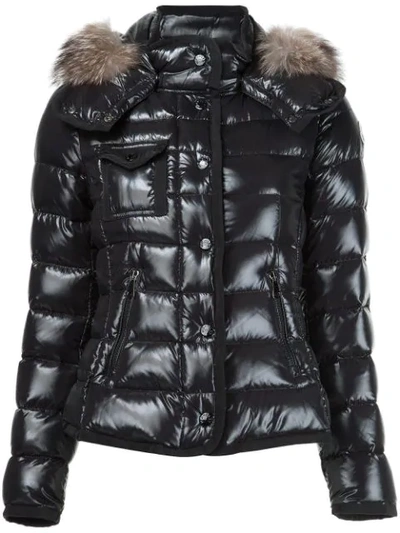 Moncler Black Down Fur Armoise Jacket In 999 Black