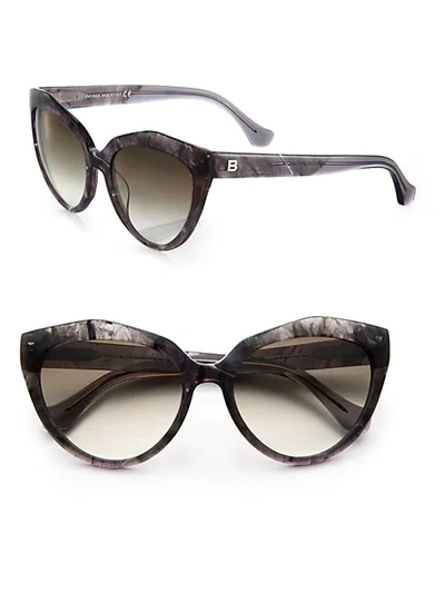 Balenciaga 56mm Acetate Cat Eye Sunglasses In Black Marble