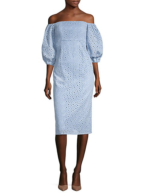 off the shoulder eyelet dress