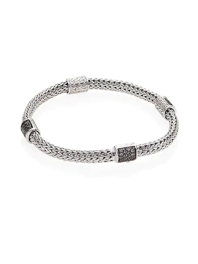 John Hardy Classic Chain Gemstone & Sterling Silver Four-station Extra-small Bracelet In Grey