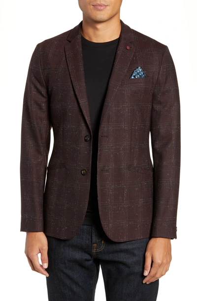 Ted Baker Ddar Boucle-check Relaxed Fit Sport Coat In Red