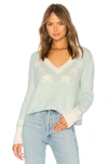 WILDFOX WILDFOX COUTURE STAR GIRL ACE SWEATER IN TEAL.,WILD-WK434