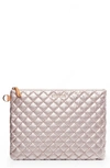 Mz Wallace Women's Metro Quilted Nylon Pouch In Rose Gold Metallic/gold