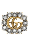 Gucci Metal Double G Brooch With Crystals In Gold