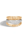 JOHN HARDY CLASSIC CHAIN 18K GOLD & PAVE DIAMOND RING,RGX9996982DIX6