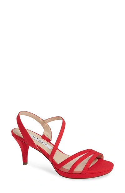 Nina Nazima Platform Dress Sandals Women s Shoes In Red Georgette Fabric ModeSens