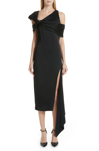 Monse Twist Neck Deconstructed Midi Dress In Black